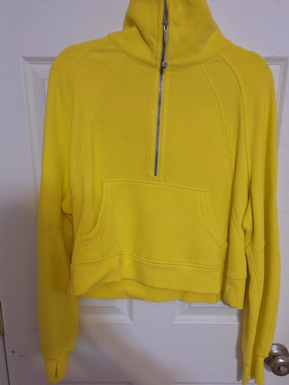 lululemon athletica Bright Yellow Cropped Half‑Zip Hoodie ML Scuba